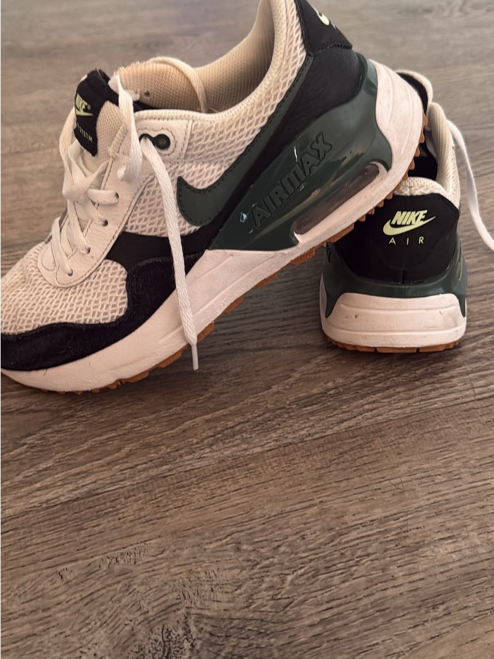 Nike Kids White Black Green Air Max Sneakers